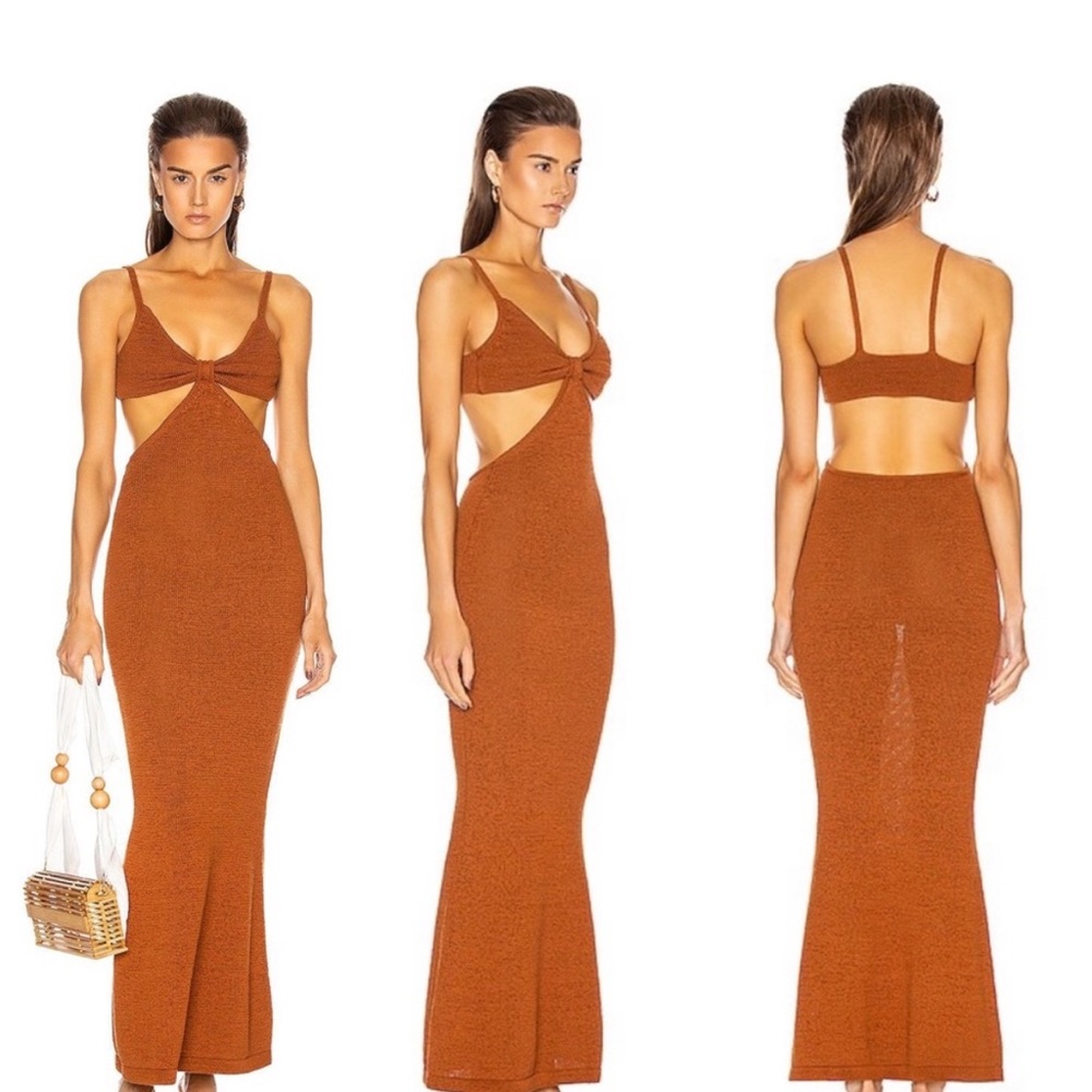 Cult Gaia Brown Backless Serita Bodycon Dress